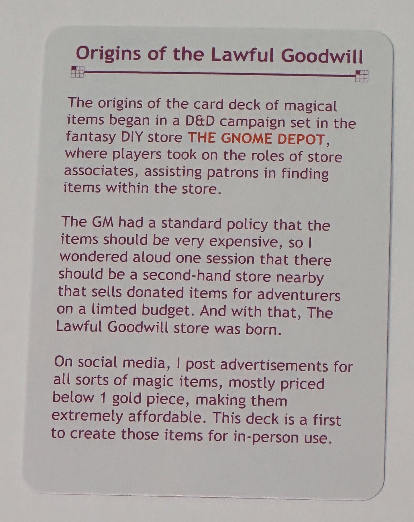 Lawful Goodwill Magic Items