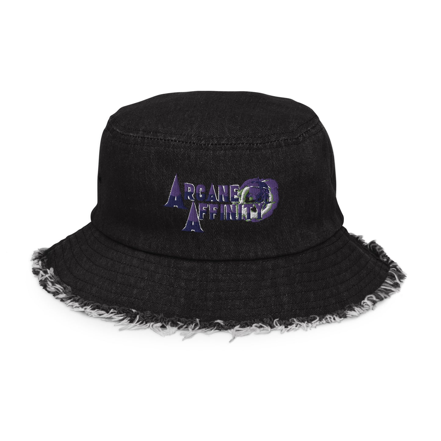 Arcane Affinity Distressed denim bucket hat