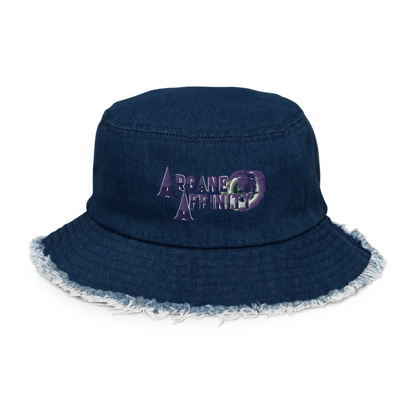 Arcane Affinity Distressed denim bucket hat