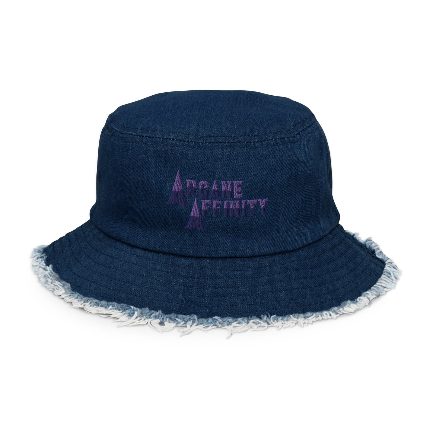 Arcade Affinity Text Distressed denim bucket hat