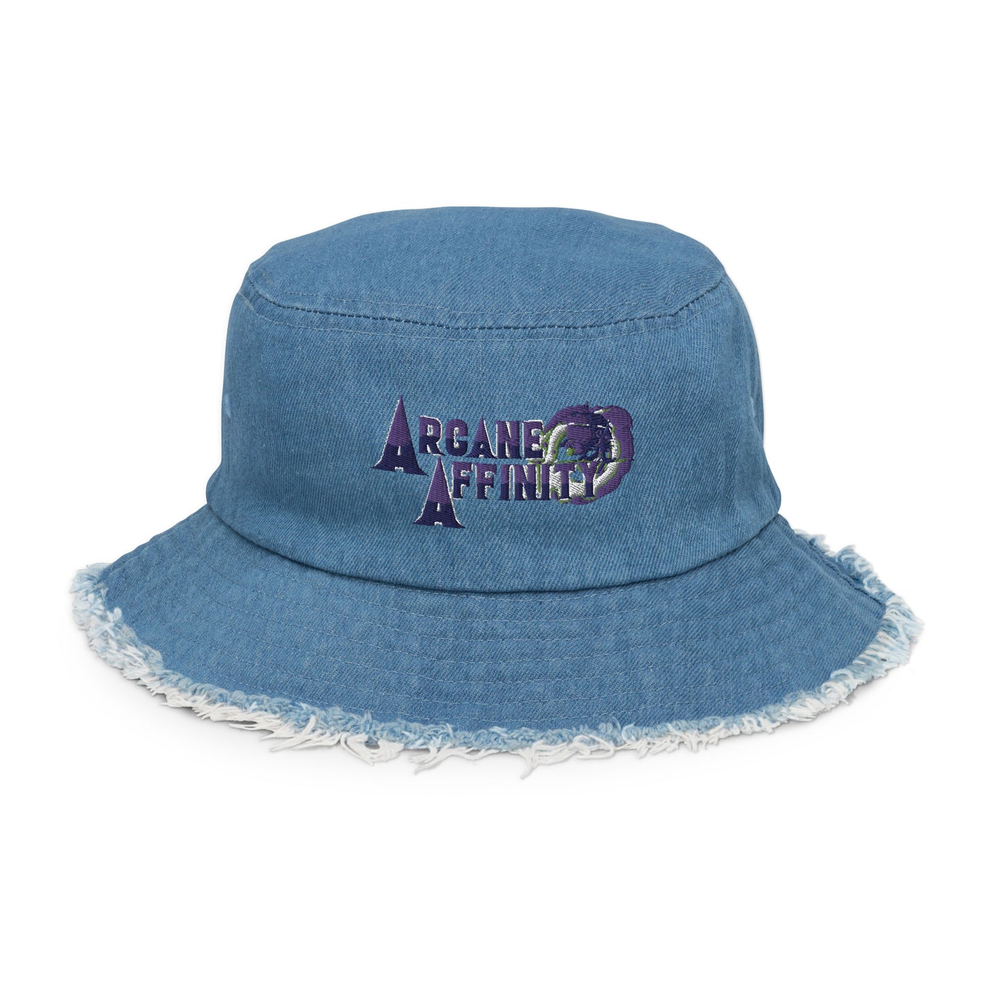 Arcane Affinity Distressed denim bucket hat