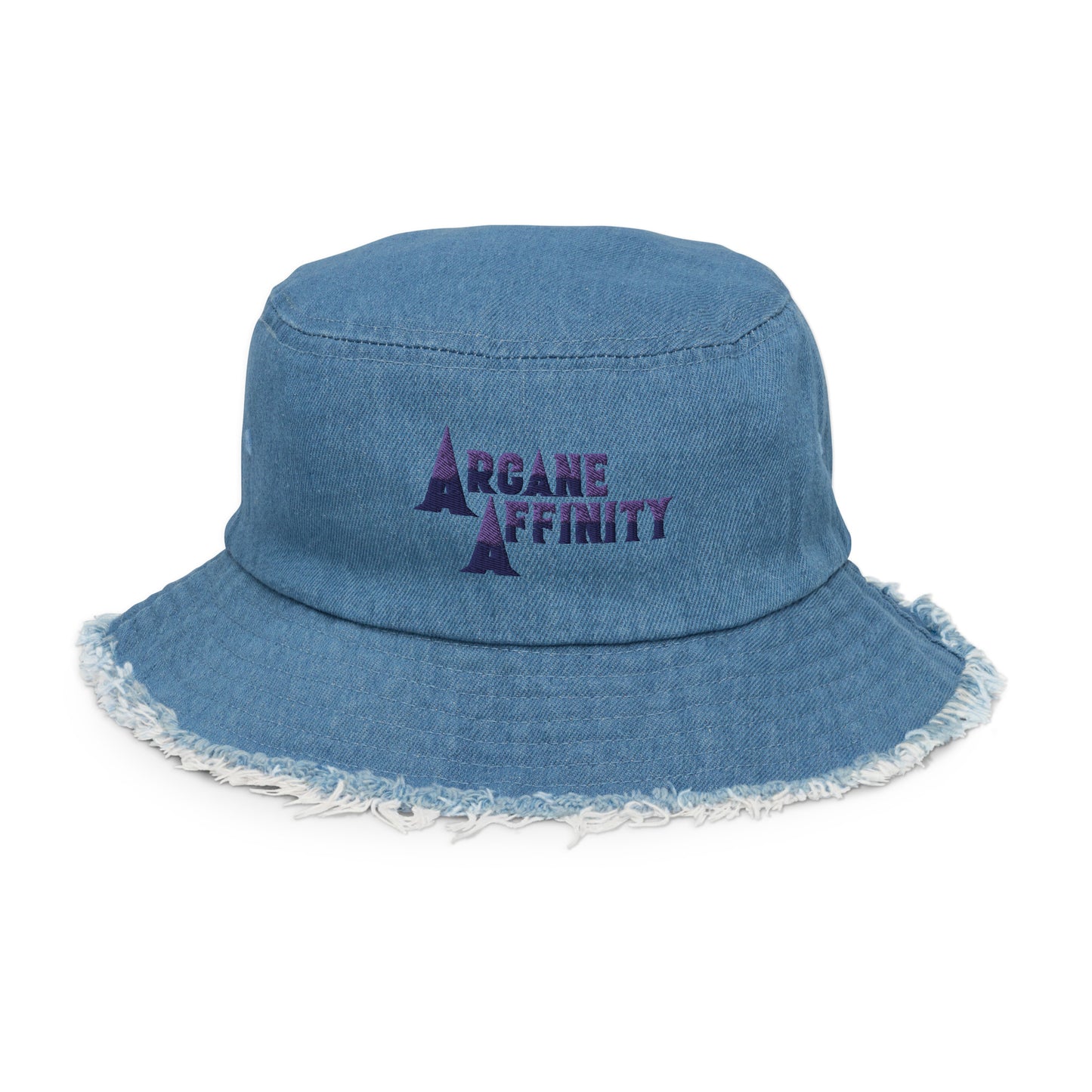 Arcade Affinity Text Distressed denim bucket hat