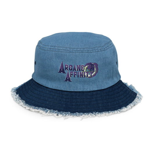 Arcane Affinity Distressed denim bucket hat