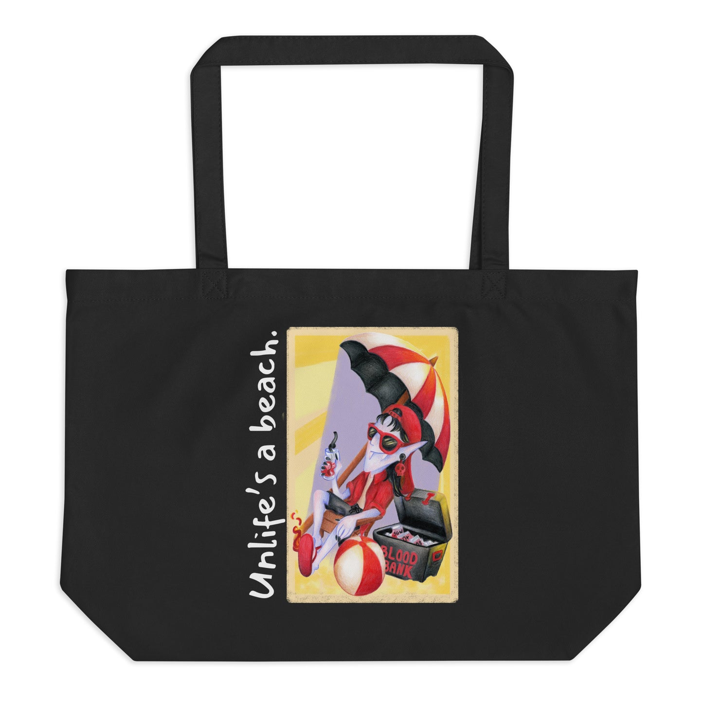 Unlife's A Beach | Unlife is Good Large organic tote bag