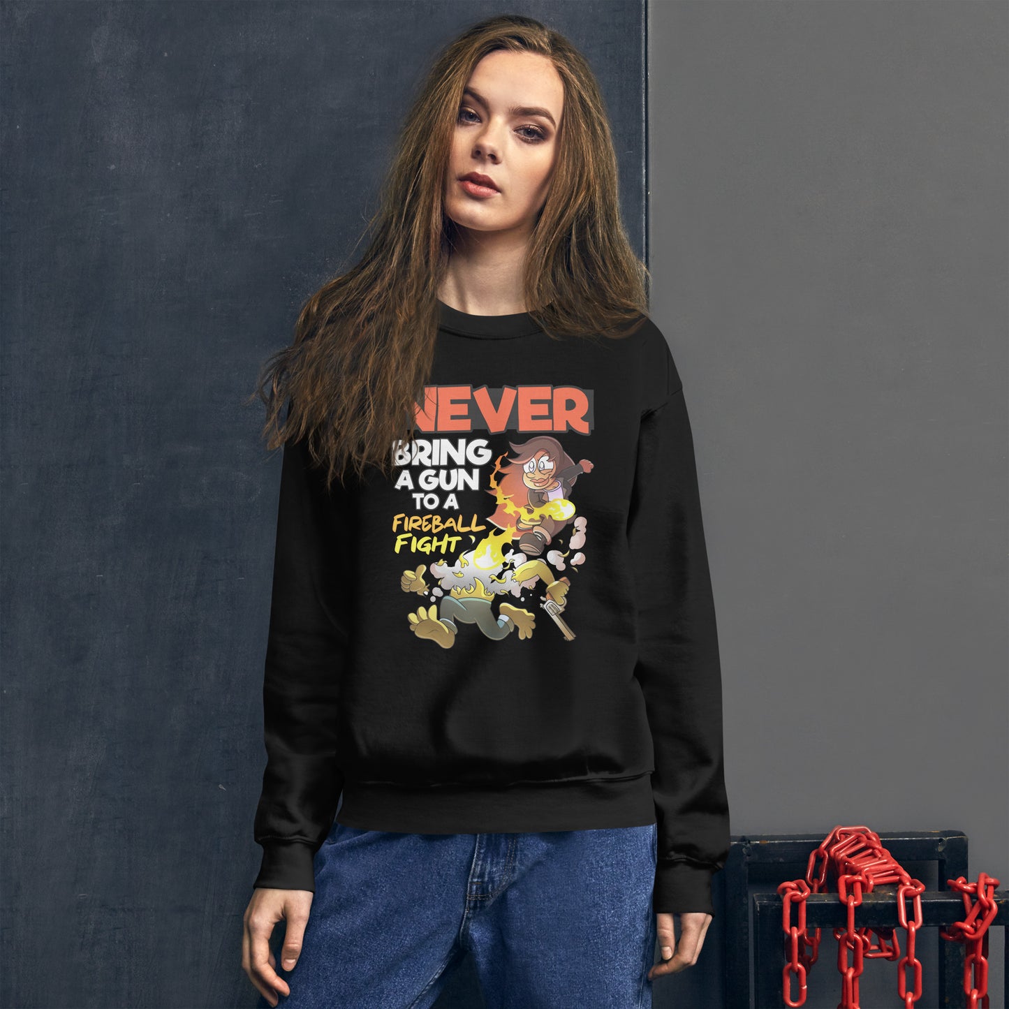 Never bring a gun to a fireball fight | The New York GM Unisex Sweatshirt