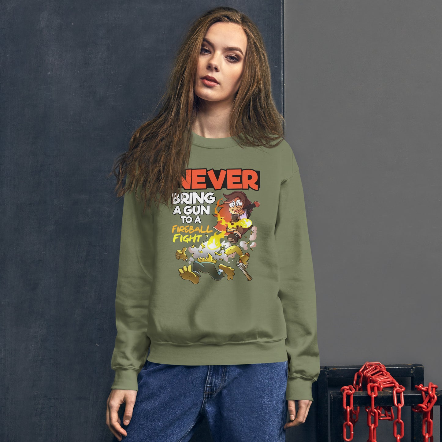 Never bring a gun to a fireball fight | The New York GM Unisex Sweatshirt