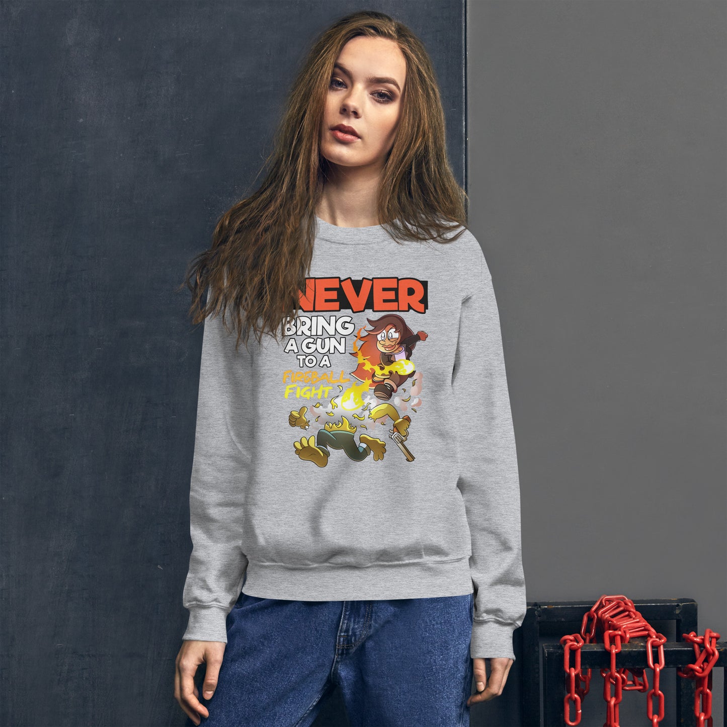 Never bring a gun to a fireball fight | The New York GM Unisex Sweatshirt